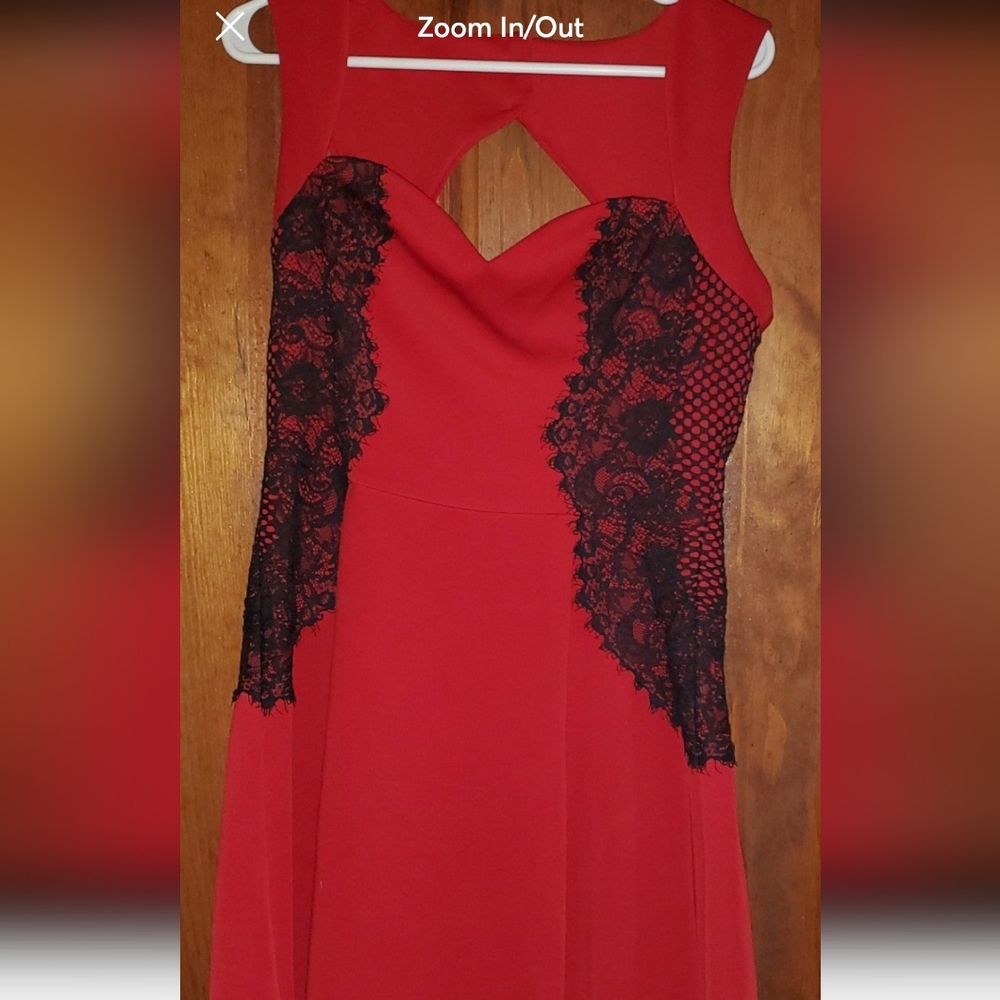 GUESS RED Dress with Black Lace size L